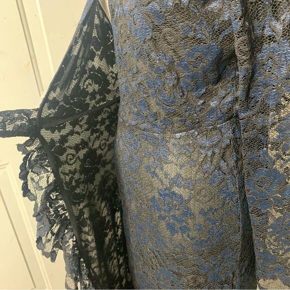 Ganni black Flynn Lace long sleeves midi dress size medium 38 goth wedding guest - Picture 5 of 10